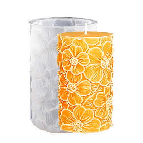 EVERELAM Flower Cylinder Mold - Petal & Pillar Candle Molds, Clay & Jewelry Resin Casting, Craft Supplies, 3D & Silicone Molds for Candle Making