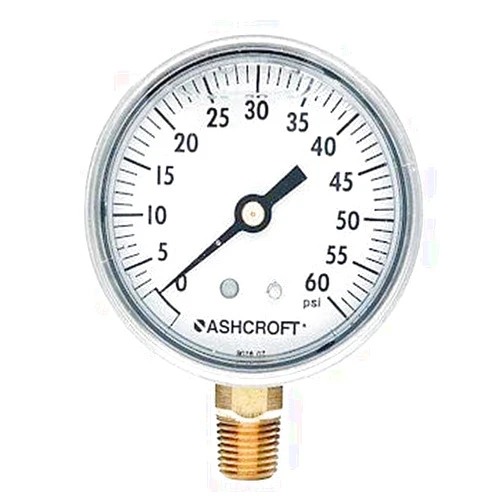 ASHCROFT 63-W-1008-A-L-02L-60# 30,052.5 Commercial Gauge with Bottom Connection, 60 psi, 2-1/2