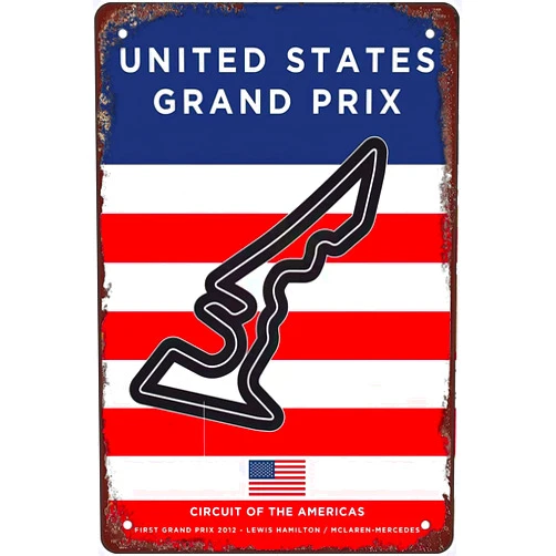 QIRIUS Metal Sign Racetrack Posters Austin Race Track Tin Signs Wall Decor Fun Decoration for Home Kitchen Bar Vintage Retro Plaque Posters 12x8 Inch