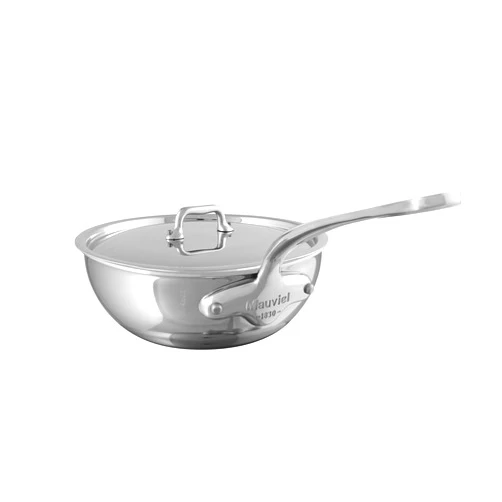 Mauviel M'Urban 4 Tri-Ply Polished Stainless Steel Chef Pan With Lid And Cast Stainless Steel Handle, 3.4-Qt, Made In France