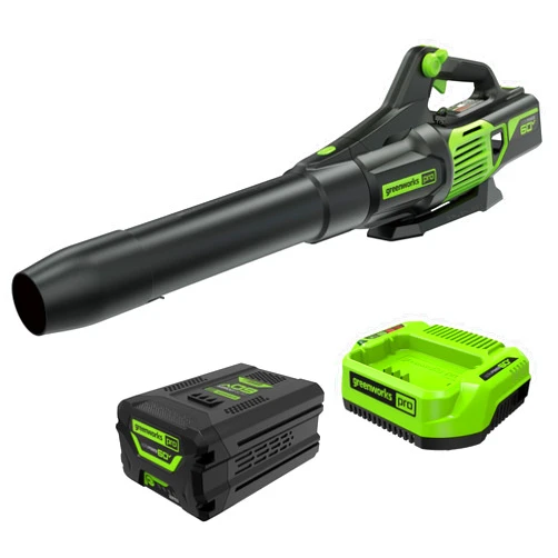 Greenworks 60V 610 CFM Cordless Leaf Blower, 2.5 Ah Battery and Rapid Charger