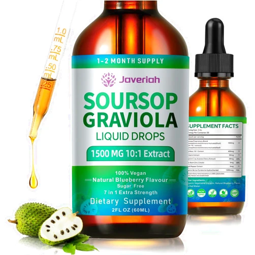 Javeriah Soursop Graviola Liquid Drops Supplement with Sea Moss Extract, Soursop Bitters Liquid Graviola Leaves Extract 2 Month Supply 60ML