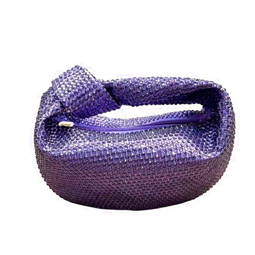 DEBIMY Women's Knotted Rhinestone Evening Bag Sparkly Crystal Clutch Glitter Knotted Handbag Diamond Hobo Dumpling Purses