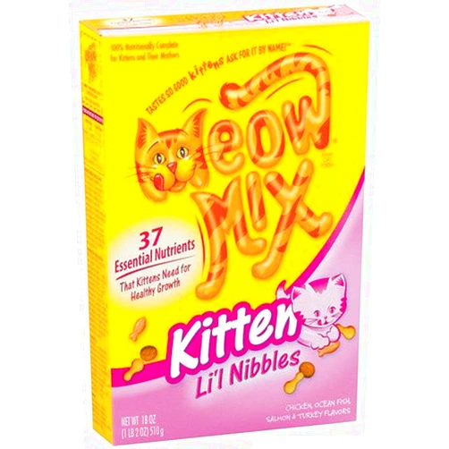 Meow Mix Li'L Nibbles Kitten Dry Cat Food-18 oz Box