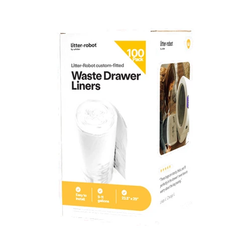 Whisker Litter-Robot Waste Drawer Liners by Whisker, 100 Pack - Litter Box Liner Bags, Custom Fit for Litter-Robot, 9-11 Gallons of Capacity