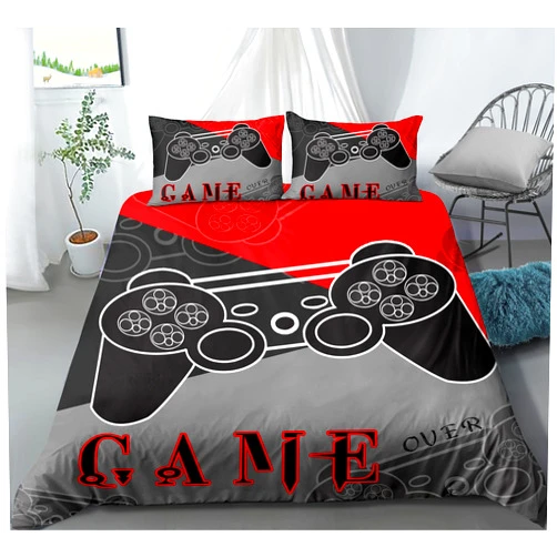 Kodhyvj Gamer Bedding Sets Room Decor for Boys Teens, Video Games Duvet Cover Sets Queen Size, Gameped Controller Duvet Cover Set for Boys Bed, Cool 3D Print Video Games Bedding
