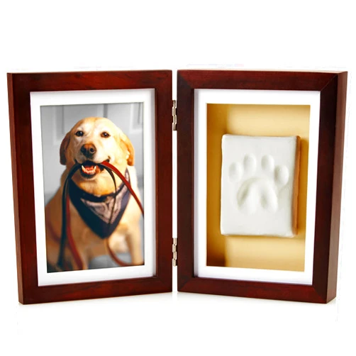 Pearhead Pet Paw Print Photo Frame With Clay Imprint Kit - Pawprint Making Kit and Photo Display for Cats and Dogs, No-Mess Pawprint Memorial, Gift For Pet Owner, Espresso