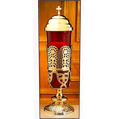 Religious Supply Ornate Sanctuary Lamp with Ruby Sanctuary Globe