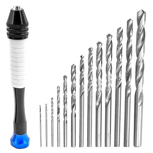 CoguZed 26 Pcs Jewelry Hand Drill Set, Versatile Pin Vise Craft Drill for Jewelry Making, High Precision Manual Drill with Mini Twist Drill Bits, Ideal for Wood, Plastic, Miniature Crafting(Blue)