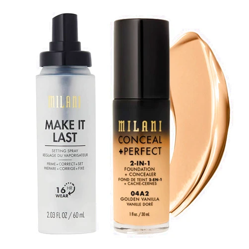 Milani Make It Last Setting Spray and Conceal + Perfect 2-in-1 Foundation + Concealer (Golden Vanilla)