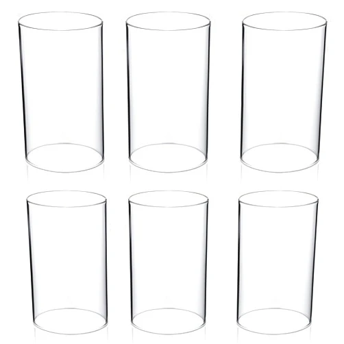 Yaomiao 6 Pieces Hurricane Candle Holder Sleeve Open Ended Clear Glass Cylinder Candleholder Bottomless Candle Cover Hurricane Chimney Clear Chimney Shade Tube Cover (3.8 x 6 Inch)