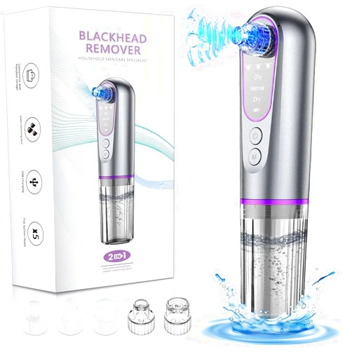 HOERCAAL Blackhead Remover Vacuum with Microbubble Cleaning, Facial Pore Extractor & Pro Cleanser Tool, 3 Suction Levels, 5 Replaceable Heads for Deep Cleansing & Skin Care