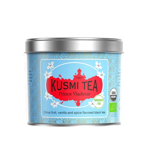 Kusmi Tea - Prince Vladimir - Organic Earl Grey Black Tea with Orange - Flavored with Citrus, Cinnamon, Bergamot, Vanilla & Spices - Caffeinated Tea - Loose Leaf Tea - Tin Box of 3.5 oz