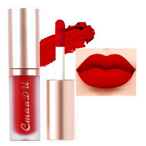 evpct 1Pcs Ruby Brick Red Matte Liquid Lipstick Lip Gloss Glossy Set for Black Women 24 Hour Silky Velvet Lipstick labiales matte larga duracion mate 24 horas originales 08#
