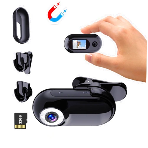 Xilecam Mini Action Camera 1080P with 32GB Card Sports Camera Pocket Wearable Helmet Camera vlogging Camera Multi-Function Accessory Mini Body Camera Pocket Camera