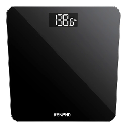 RENPHO Digital Bathroom Scale, Highly Accurate Body Weight Scale with Backlit LED Display, Measures Weight up to 400 lb/180kg, Batteries Included, Black-Core 1S