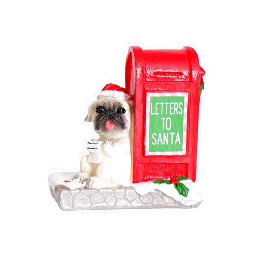 NINIPAPA Christmas Village Accessories Santa's Mailbox Villages Sets for Christmas Decoration Cute Resin Christmas Ornaments with Doggy Reading Letter