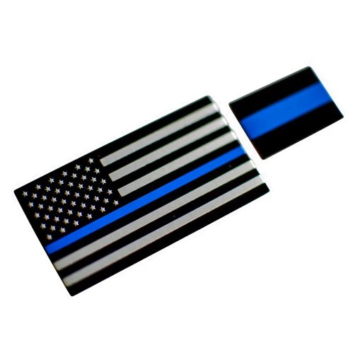 Riley Express Aluminum Thin Blue Line Decal & License Line Sticker Emblem | in Support of Police Officers and Law Enforcement (2 Pieces)