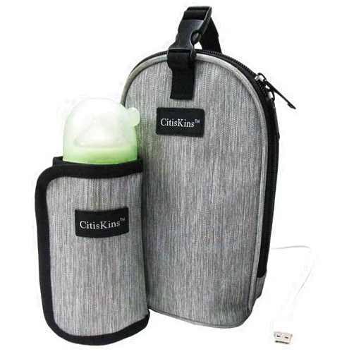 CitisKins Bottle Warmer For Baby Milk USB Portable Bottle Heating Bag Car Bottle Warmer Water Warming Bag On The Go Bottle Warmer At Home Or Travel (grey)