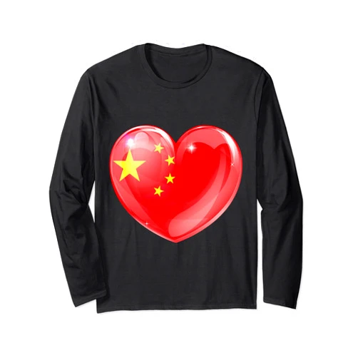 Heart Shaped Chinese Flag China Love Design Heart Shaped Chinese Flag China Love Patriotic Design Long Sleeve T-Shirt