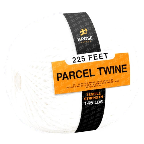 Xpose Safety Parcel Twine - Polyester Cord Twine String 225' - Extra Strong Thick White String Spool - Ties Easily and Securely- Packaging Rope, Lacing Cord, Braided Line for Craft Supplies and Packing