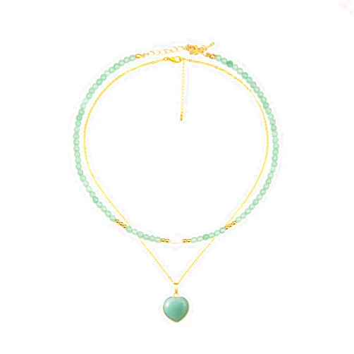GDLKPYHS Green Aventurine Jade Necklace Heart Pendant Necklace Healing Crystal Necklace for Women, Mom Gifts Mothers Day Gifts Handmade Necklaces Spiritual Jewelry for Women
