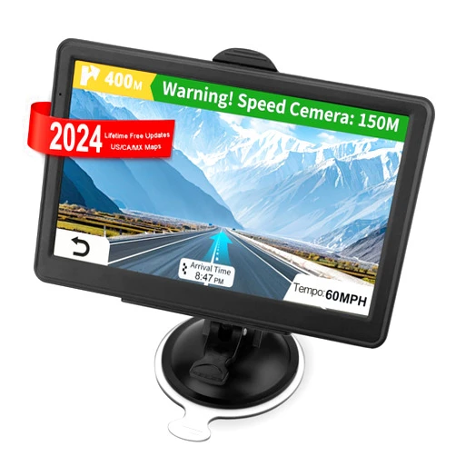 Dislind GPS Navigation for Car Truck RV, Latest 2024 US/CA/MX Maps Free Lifetime Updates, GPS Navigator Navigation System 7 Inch Touchscreen Voice Lane Guidance Speed Cam Warning Vehicle Car GPS for Trucker