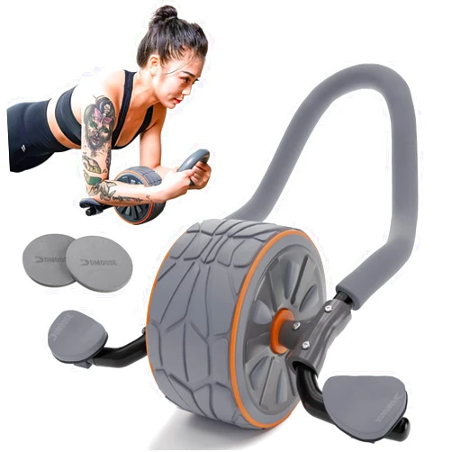 DMoose Fitness Ab Roller Wheel, Ab Workout Equipment for Abdominal & Core Strength Training, Ab Wheel Roller for Core Workout, Home Gym, Ab Machine with Knee Pad for Home Workout & Home Gym (Grey)