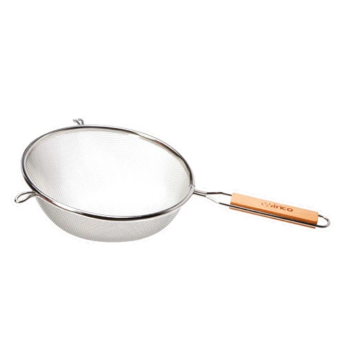 Winco Strainer with Single Fine Mesh, 8-Inch Diameter, Medium, Stainless Steel, Tan,Silver