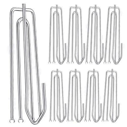 Aageme 60PCS Stainless Steel Drapery Hook and Pin for Pleated Drapes 4 Prongs Pinch Pleat Clips Traverse Pleater 4 End Curtain Hangers for Window Door Bathroom Curtain