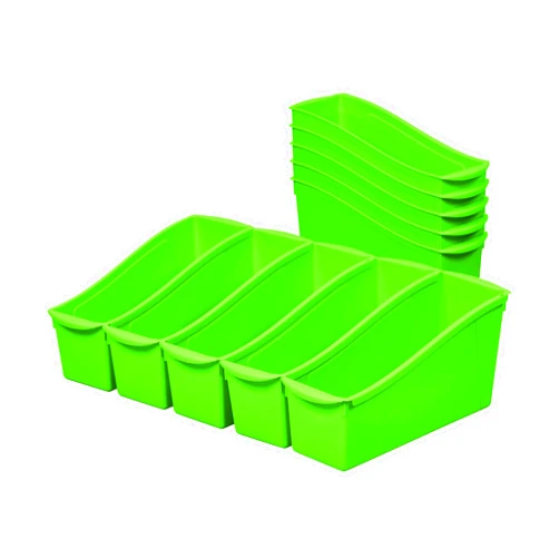ECR4Kids Linking Book Bin, Interlocking Storage, Neon Green, 10-Piece