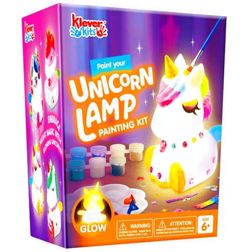 Klever Kits DIY Night Light- Paint Your Own Unicorn Lamp- Arts & Crafts Kit School Activities Art Supplies Painting Kits, Birthday Gifts for Girls Boys Aged 6+