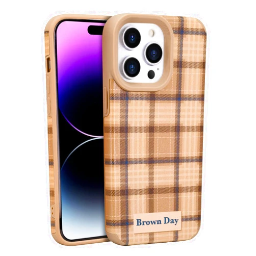 Aijohnny Plaid Phone Case for iPhone 14 Pro Max, Classic Retro Fashion TPU Phone Cover, Drop Protection Shockproof Protective Phone Holder (for iPhone 14 Pro Max) Brown