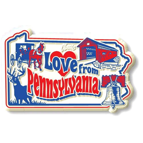Classic Magnets Love from Pennsylvania Vintage State Magnet by Classic Magnets, Collectible Souvenirs Made in The USA, 2.8