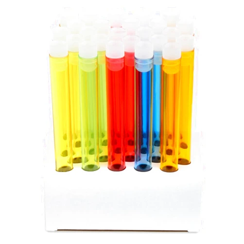 Karter Scientific 16x150mm Assorted Plastic Test Tubes, Flange Caps, Cardboard Rack - Pack 25, Karter Scientific 402S8