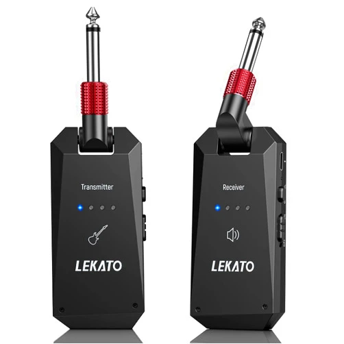 LEKATO 5.8G Wireless Guitar System Upgraded Rechargeable Wireless Guitar Transmitter Receiver, Super Long 8 Hours Battery Life, 4 Channels Guitar Wireless System for Electric Guitar Bass(WS-90)