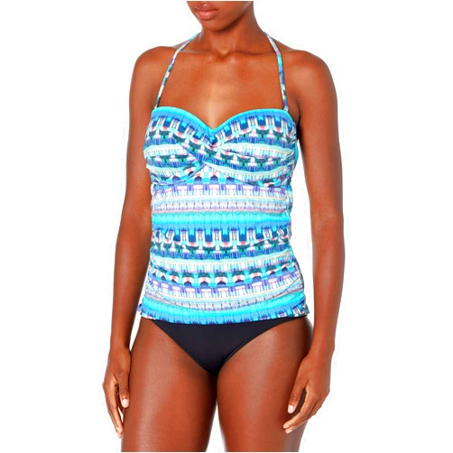 La Blanca Women's Standard Bandeau Tankini Swimsuit Top, Poolside//Global Jive, 4