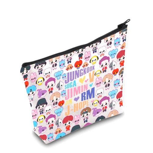 LEVLO Korean Group Army Cosmetic Make Up Bag K-pop Army Members Fans Gift Army Members Name Makeup Zipper Pouch Bag For Women