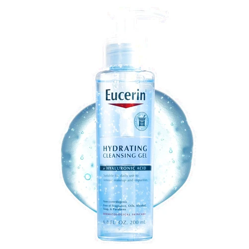 Eucerin Hydrating Cleansing Gel, Daily Face Wash and Makeup Remover Formulated with Hyaluronic Acid, 6.8 Fl Oz Bottle