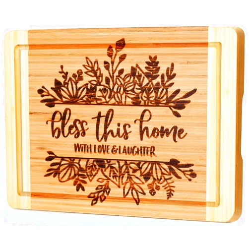 Ringshine Housewarming Gifts for New Home, Engraved Cutting Board for New Home Owner, House Warming Gifts New Home Gifts For Home Women, New Home Gift Ideas - Bless This Home with Love and Laughter