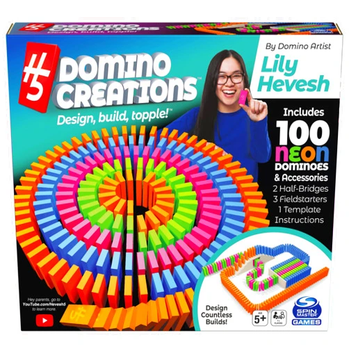 Spin Master Games, Lily Hevesh H5 Domino Creations 100-Piece Neon Dominoes Set, Kids Games, Building Toys, Christmas Gifts for Kids, for Ages 5+