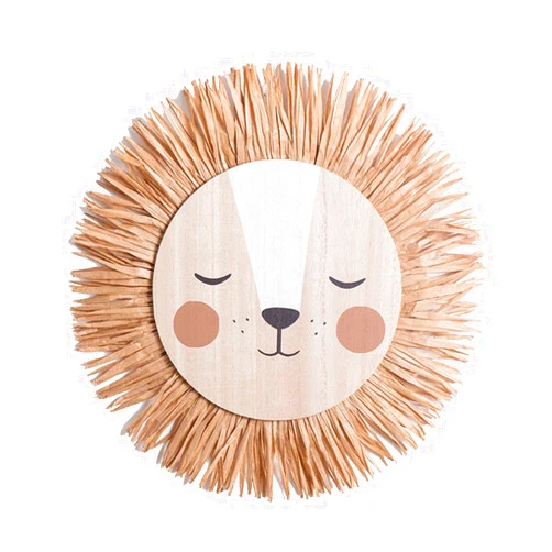 BestAlice Woven Grass Lion Wall Art, Cartoon Beard Lion Tiger Macrame Pendant Hand Knitted Woven Wall Hanging Decor Wall Art Animal Knitted Hanging, for Pendant Household Accessories Decor(#1)