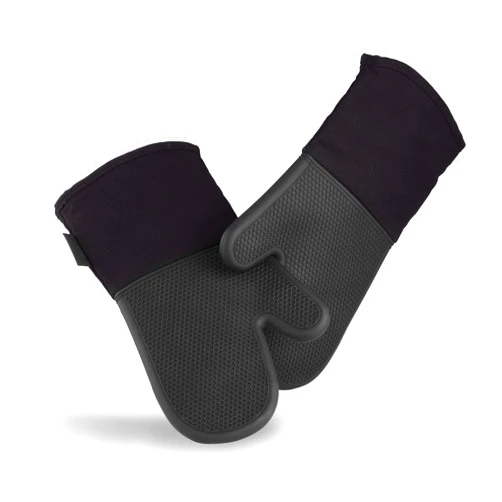 HexClad Silicone Oven Mitt Set, 2-Pack, Heat Resistant to 500ºF, Black