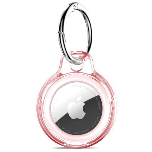 QYQa Airtag Holder and Air tag Case with Spring Keychain,Transparent PC Airtags Key Chain Compatible with Apple Airtag for Pets,Keys, Bags, Luggage(Pink)