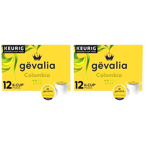 Gevalia Colombia Medium Roast 100% Arabica Keurig K-Cup Coffee Pods (12 ct Box) (Pack of 2)