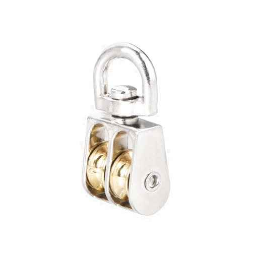 uxcell 2pcs Lifting Crane Swivel Hook Double Pulley Block Hanging Wire Towing Wheel Zinc Alloy