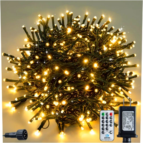 Clownya Christmas Lights 100ft 300 LEDs, 8 Modes, Warm White, Indoor Outdoor Plug-in Fairy Lights for Christmas Tree, Bedroom, Classroom Decor Outdoor Decor,Christmas Decorations (Warm Color, 100FT)