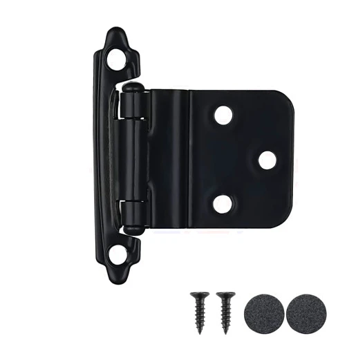 JQK 3/8 Inch Inset Cabinet Door Hinges Black, 50 Pack 25 Pairs Flush Face Mount Cupboard Self-Closing Kitchen Cabinet Hardware Hinges, CH201-BK-P50