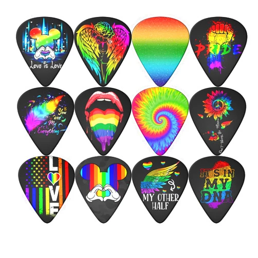 South Feather 12 Pack Guitar Picks, Ukulele Picks Rainbow Pride Guitar Picks, 0.71mm Medium Guitar Plectrums Guitar Picks, Acoustic Guitars Electric Guitar Pick, LGBT Bass Ukulele Electric Guitars Picks