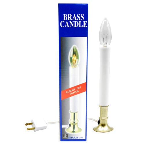 Creative Hobbies® Electric Window Candle Lamp with Brass Plated Base, On/Off Switch, Light Bulb, Ready to Use!